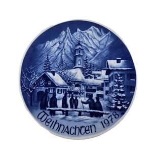 1978 BAREUTHER Christmas Wall Plate "Mittenwald" Bavaria Germany Vtg Holiday